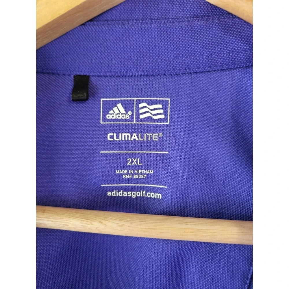 Adidas‎ Golf Climalite Polo Shirt Men 2XL Purple Short Sleeve Athletic Casual